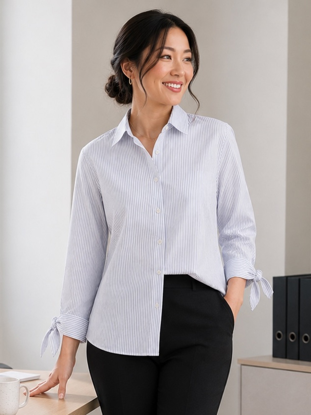 NWT Banana Republic Classic Fit Striped 100% Cotton Button Down 3/4 Sleeve Small